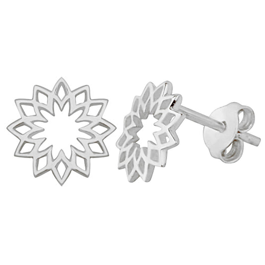 Sterling Silver Sun Chakra Flower Stud Earrings