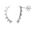Sterling Silver Geometric Triangle Spike Ear Crawler Stud Earrings