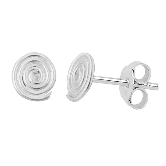 Sterling Silver Plain Spiral Stud Earrings