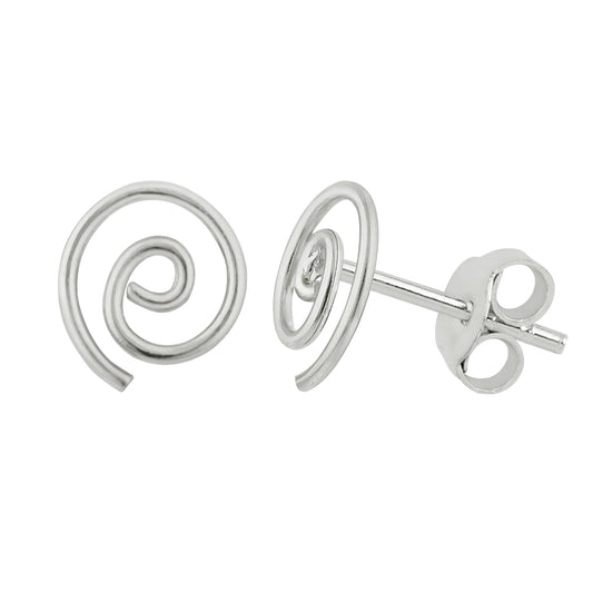 Sterling Silver Open Spiral Swirl Handmade Stud Earrings