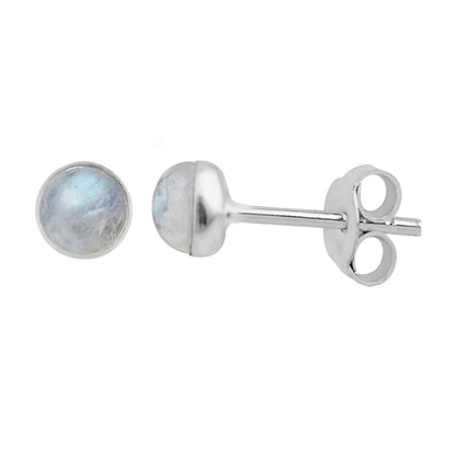 Sterling Silver Moonstone Ball Stud Earrings
