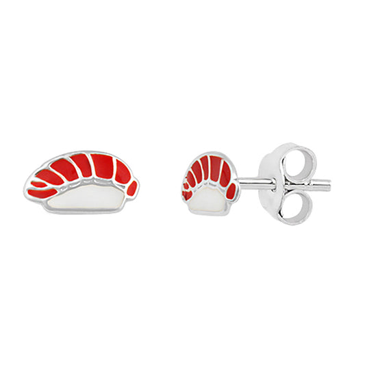 Sterling Silver Tuna Sushi Enamel Stud Earrings