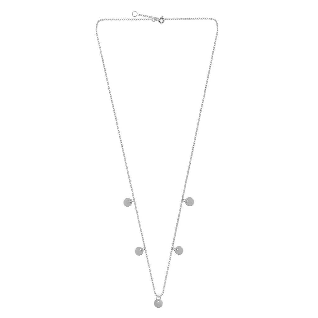 Sterling Silver Multiple Round Circle Disc Charms Necklace