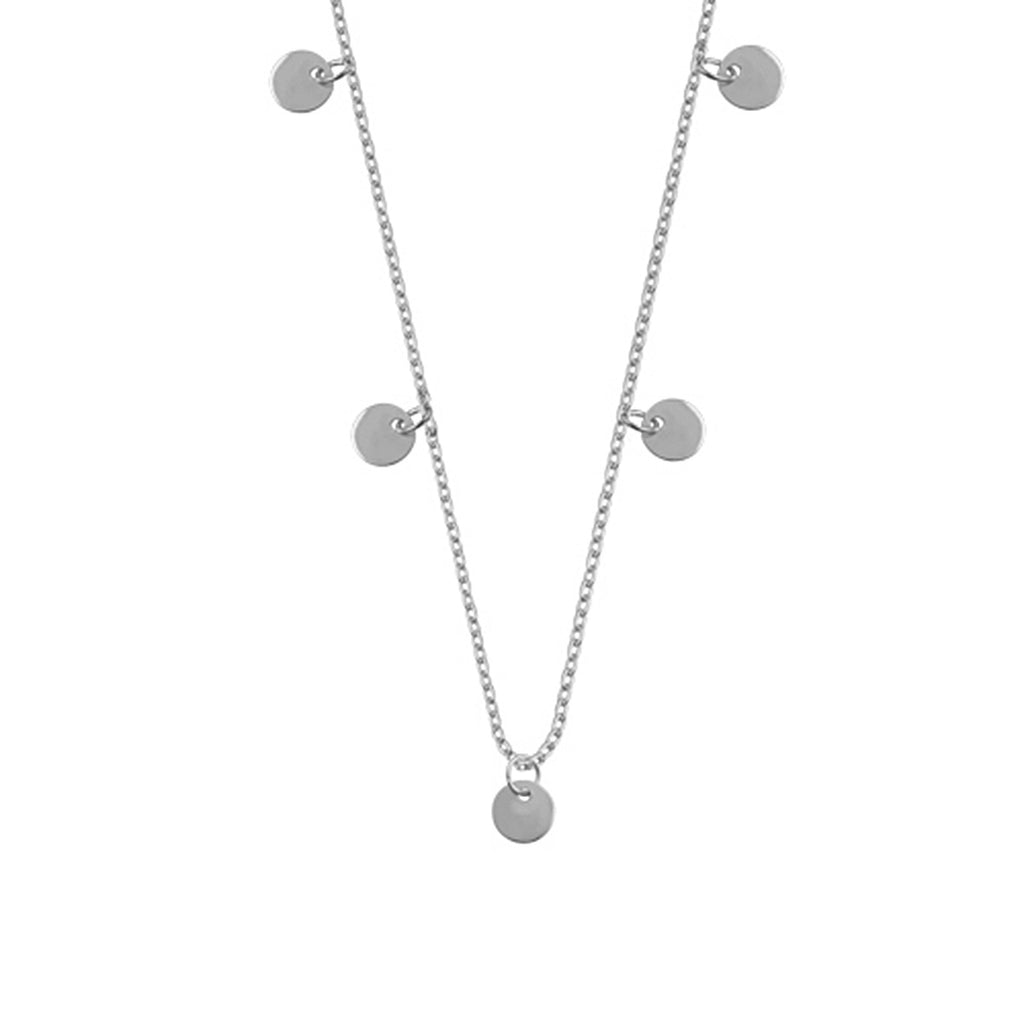 Sterling Silver Multiple Round Circle Disc Charms Necklace