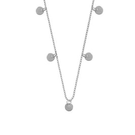 Sterling Silver Multiple Round Circle Disc Charms Necklace
