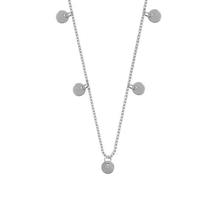 Sterling Silver Multiple Round Circle Disc Charms Necklace