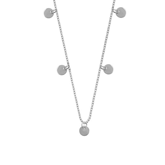 Sterling Silver Multiple Round Circle Disc Charms Necklace