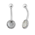 Sterling Silver & Round Cluster CZ Belly Bar