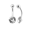 Sterling Silver & Round CZ Crystal Belly Bar
