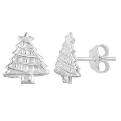 Sterling Silver Christmas Tree Stud Earrings
