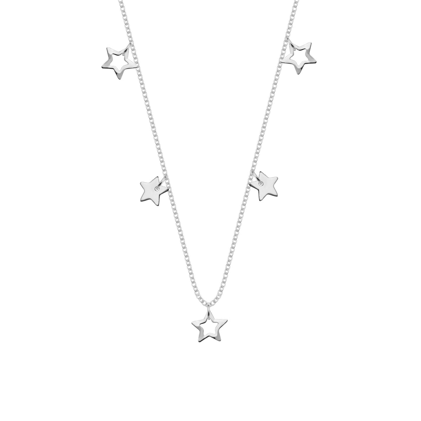 Sterling Silver Stars 18 Inch Necklace