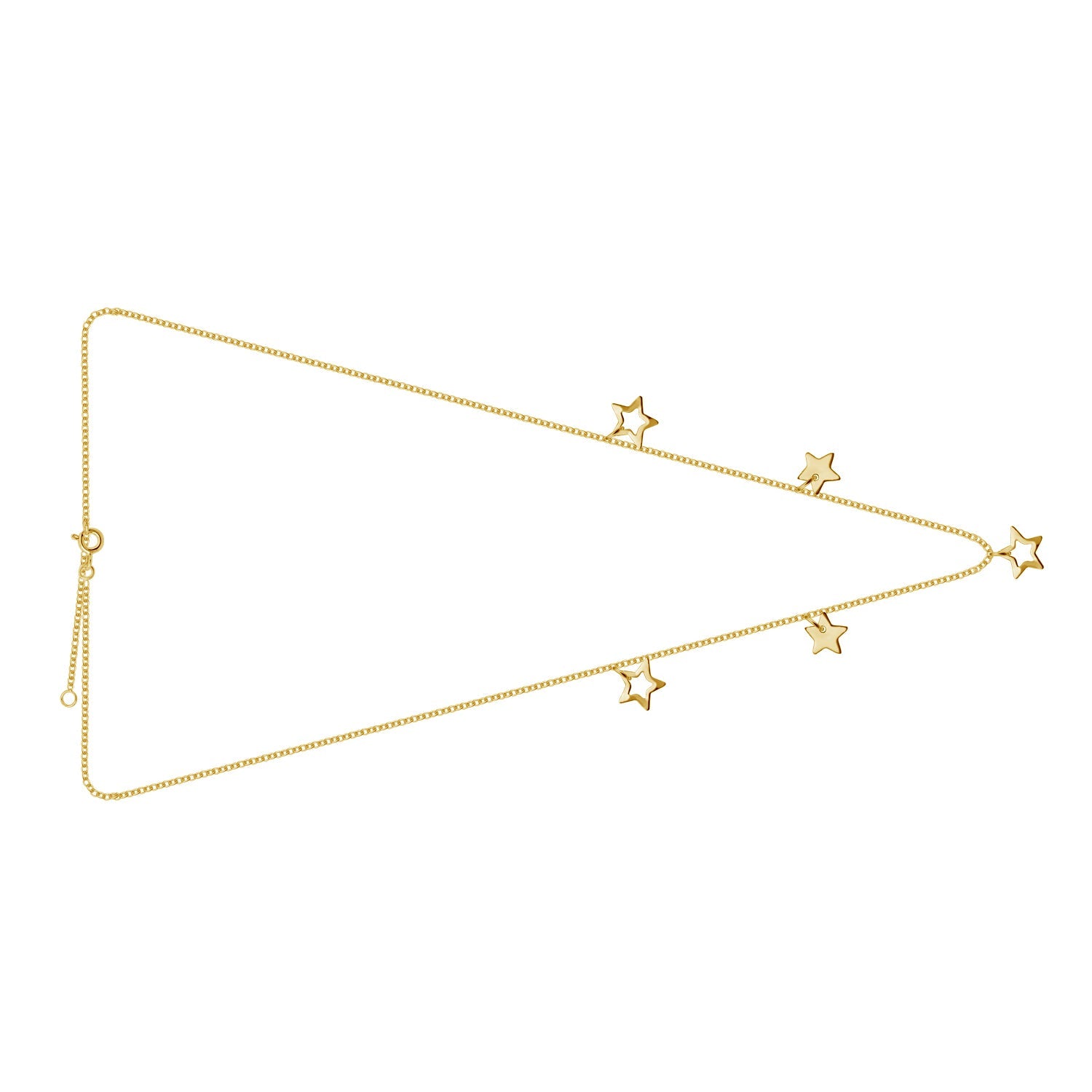 Gold Plated Sterling Silver Stars 18 Inch Necklace