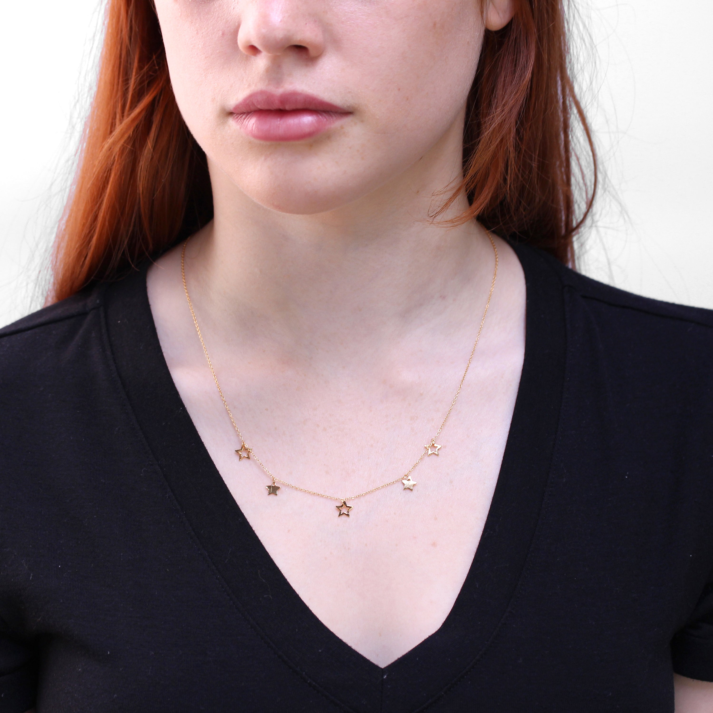 Gold Plated Sterling Silver Stars 18 Inch Necklace