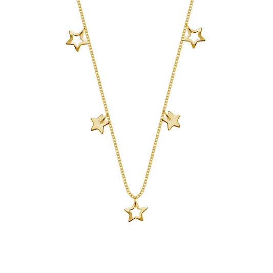 Vergoldet Sterlingsilber Sterne 45,5cm Halskette