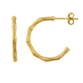 Gold Plated Sterling Silver Bamboo Open Stud Hoop Earrings