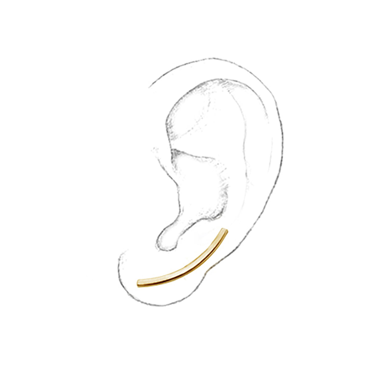 Gold Plated Sterling Silver Long Bar Crawler Climber Earrings