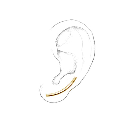 Gold Plated Sterling Silver Long Bar Crawler Climber Earrings