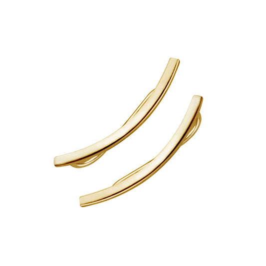 Gold Plated Sterling Silver Long Bar Crawler Climber Earrings