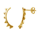 Gold Plated Sterling Silver Geometric Triangle Spike Ear Crawler Stud Earrings