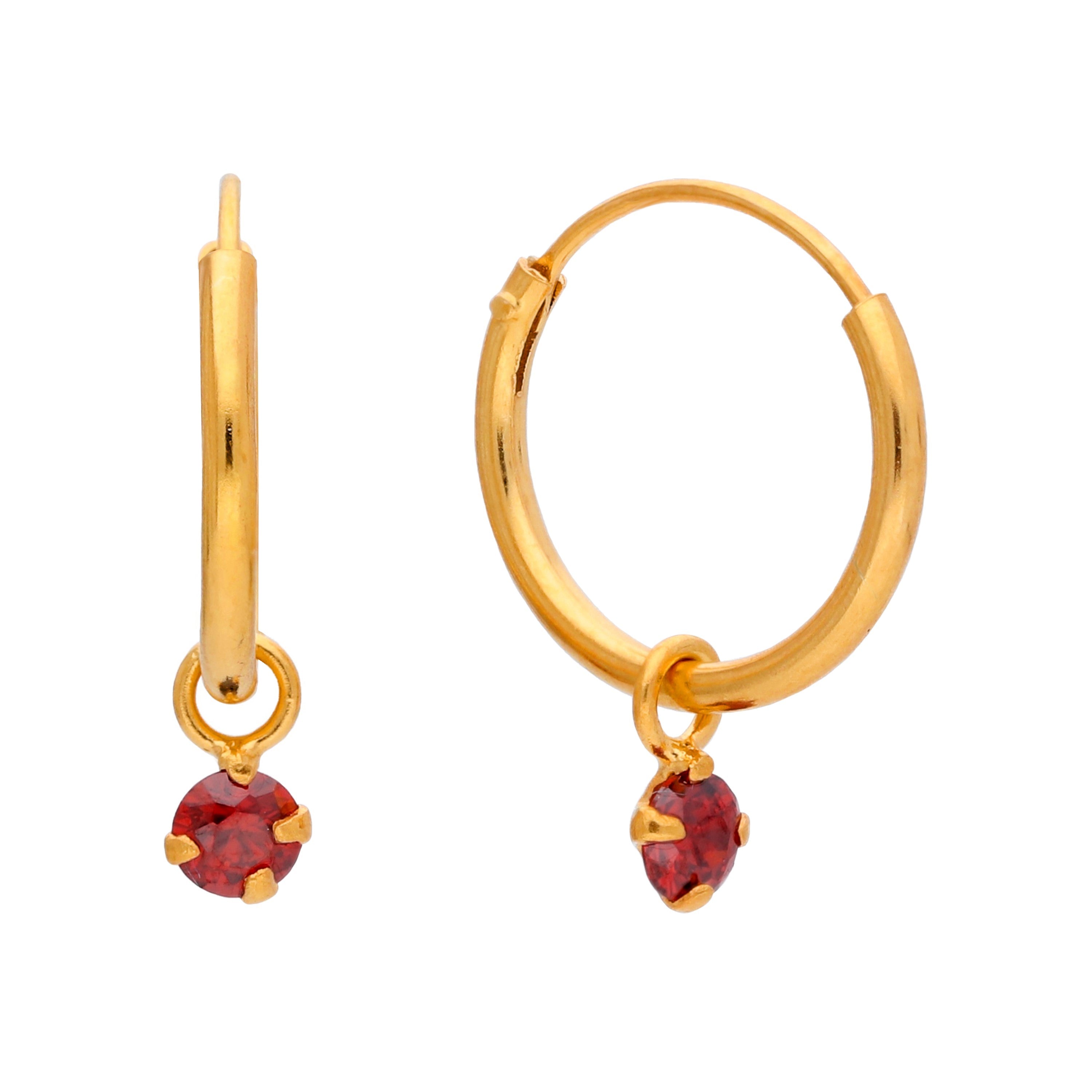 Gold Plated Sterling Silver & Colour Crystal Hoop Earrings
