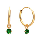 Gold Plated Sterling Silver & Colour Crystal Hoop Earrings