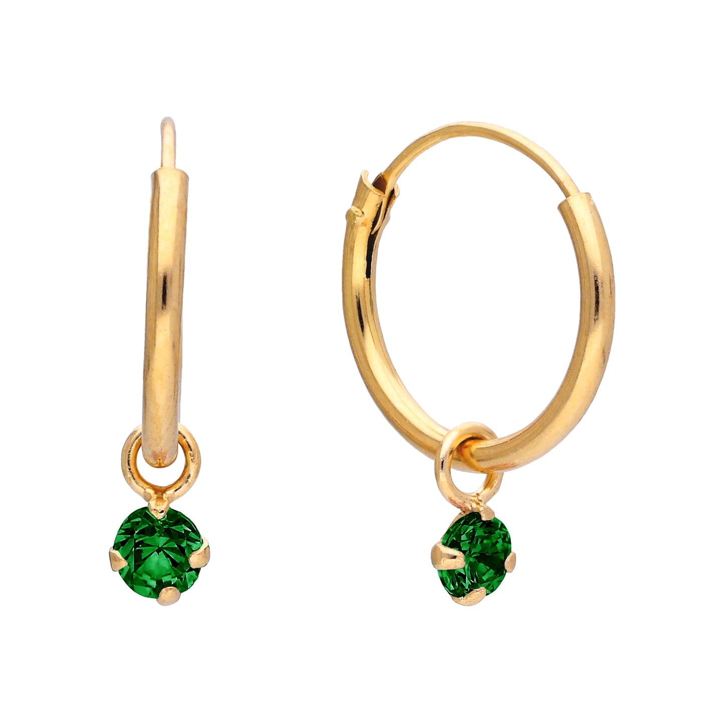 Gold Plated Sterling Silver & Colour Crystal Hoop Earrings
