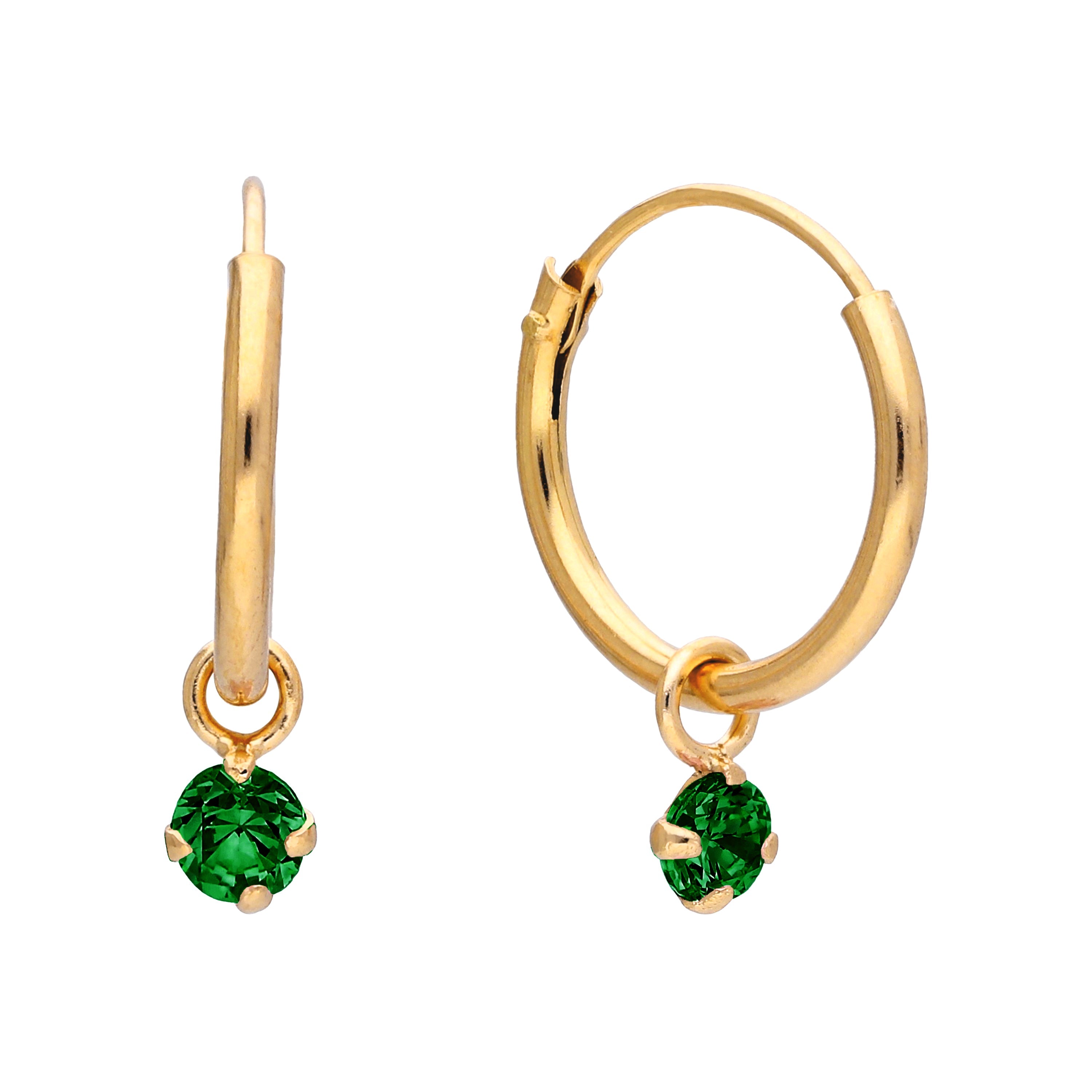 Gold Plated Sterling Silver & Colour Crystal Hoop Earrings