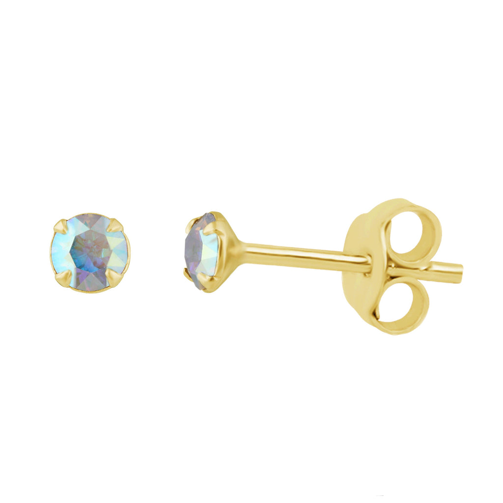 Gold Plated Sterling Silver & 3mm CZ Claw Set Stud Earrings