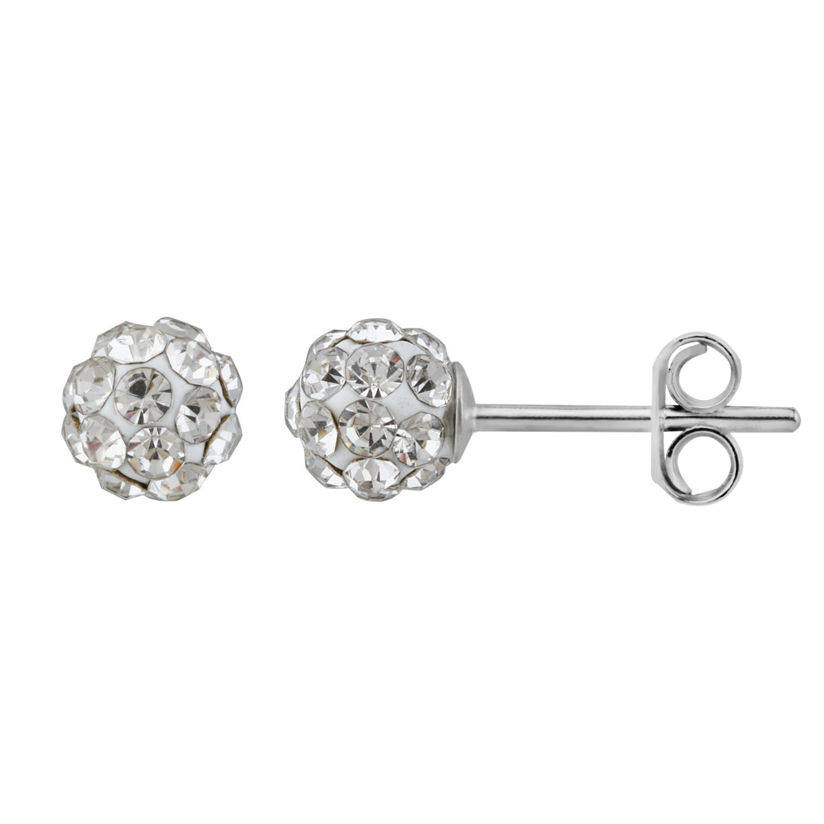 Sterling Silver & 5mm Colour CZ Crystal Ball Stud Earrings
