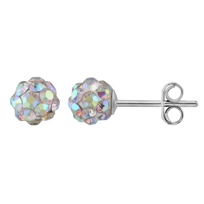 Sterling Silver & 5mm Colour CZ Crystal Ball Stud Earrings