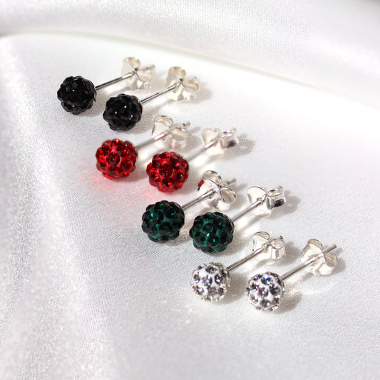Sterling Silver & 5mm Colour CZ Crystal Ball Stud Earrings
