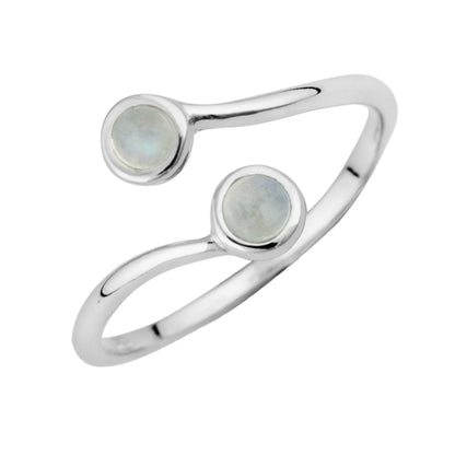 Sterling Silver Adjustable Double Stone Ring