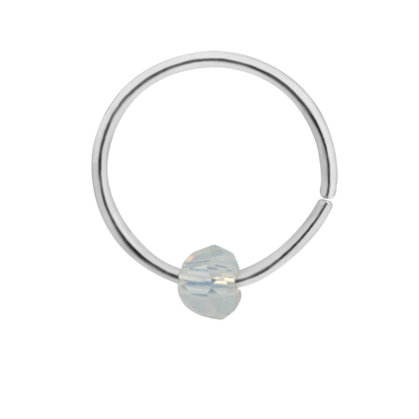 Sterling Silver & Stone Bead Nose Ring