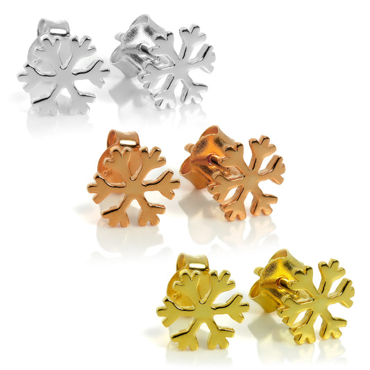 Sterling Silver Triple Snowflake Stud Earring Set