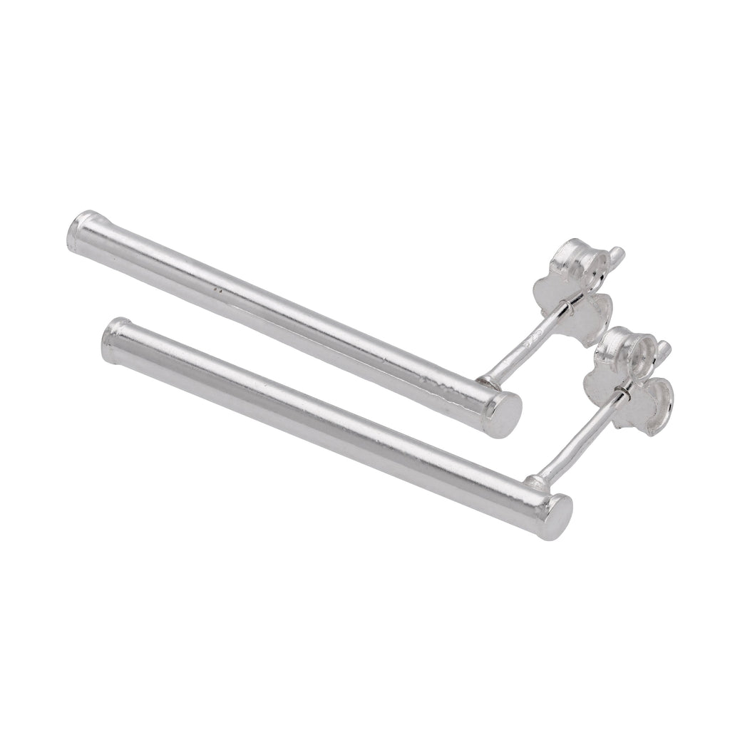 Sterling Silver Long Bar Stud Earrings