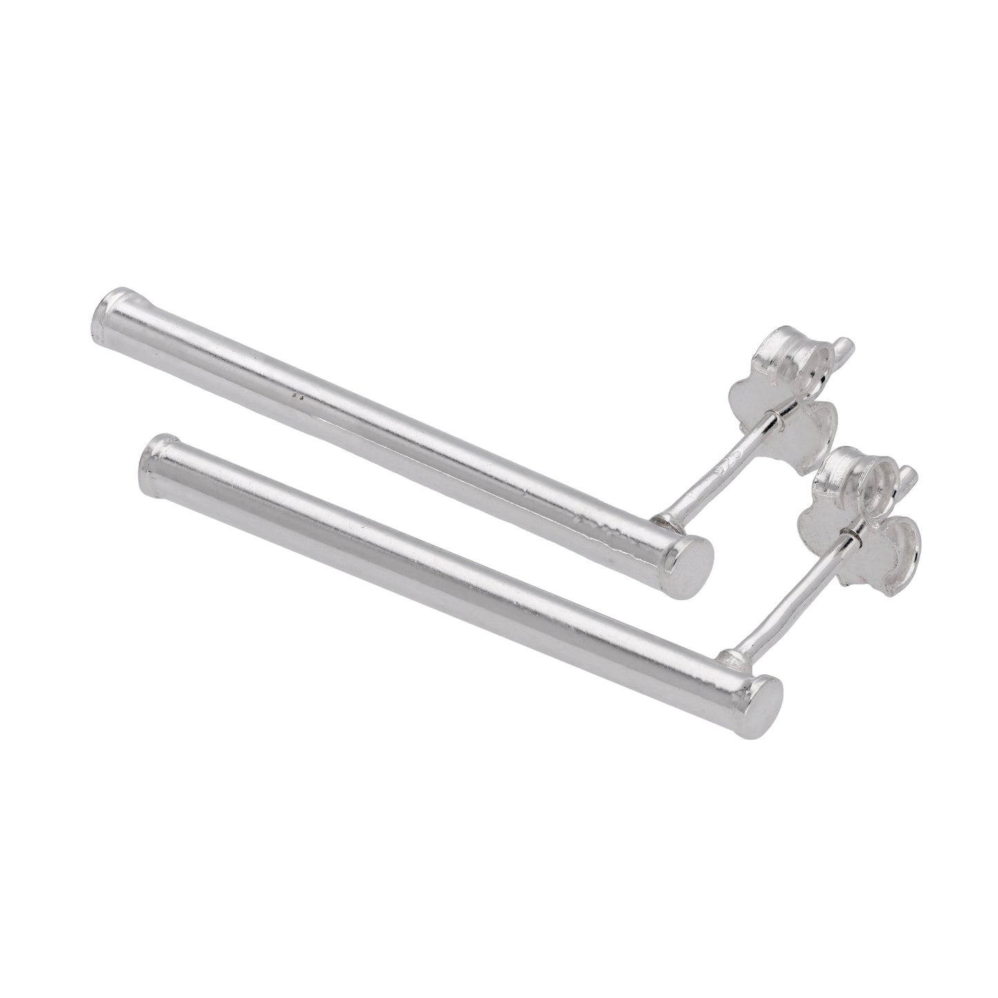 Sterling Silver Long Bar Stud Earrings