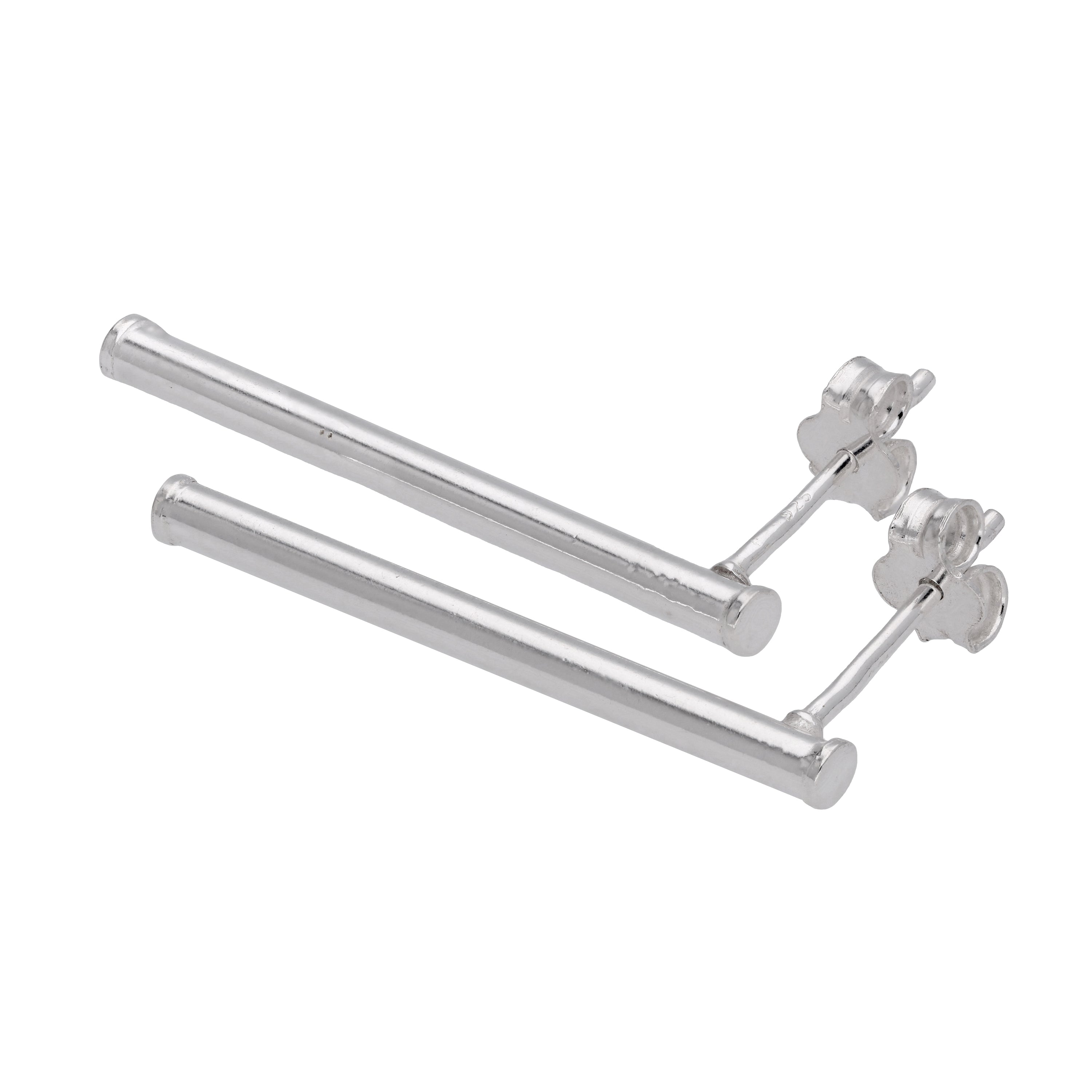Sterling Silver Long Bar Stud Earrings