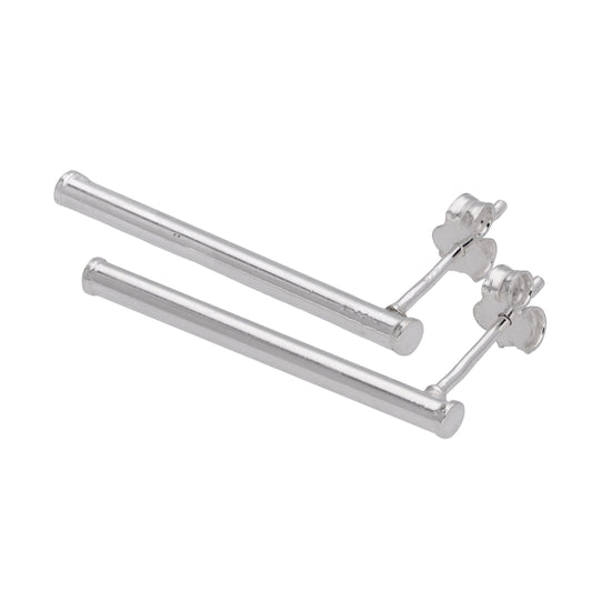 Sterling Silver Long Bar Stud Earrings