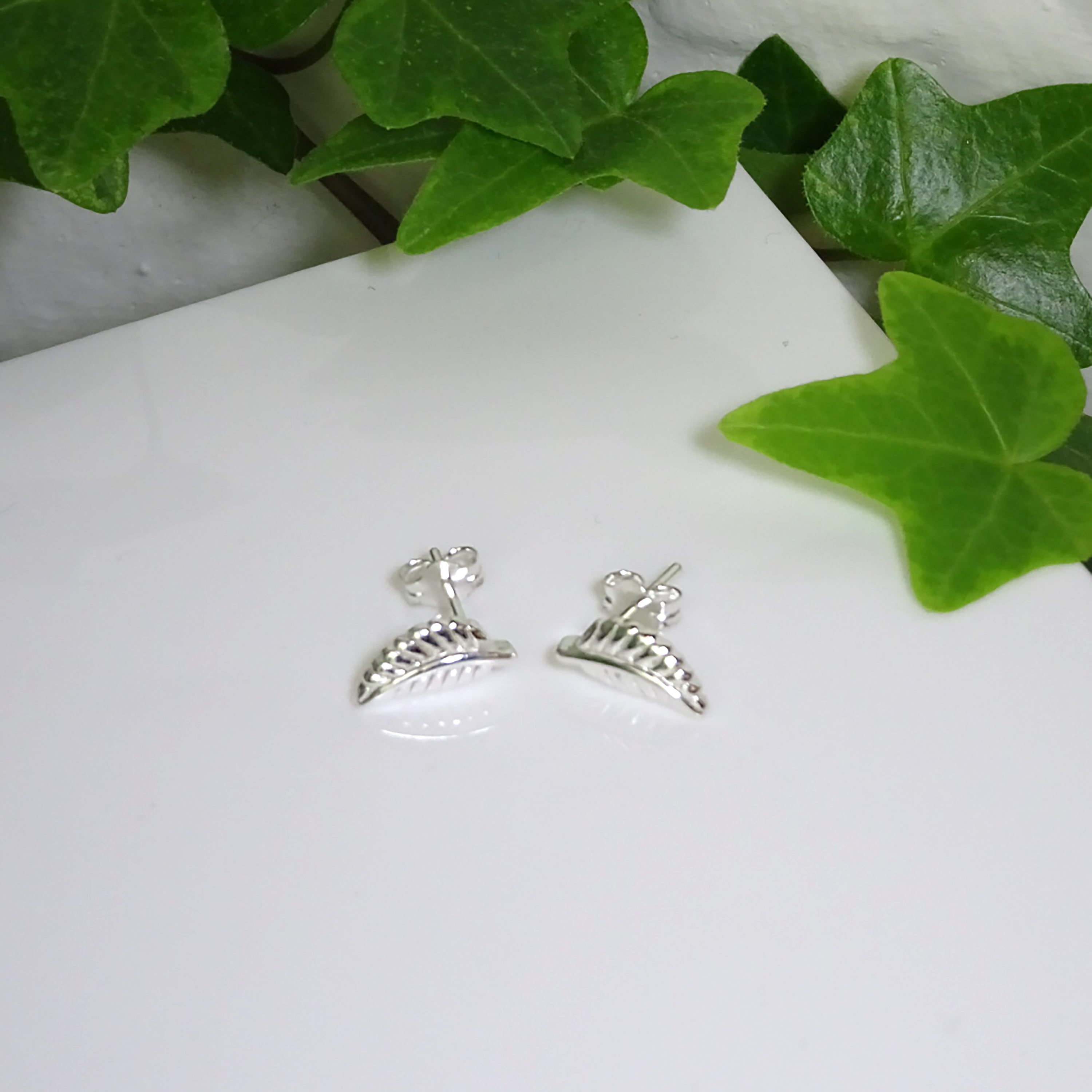 Sterling Silver Leaf Stud Earrings
