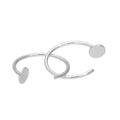 Sterling Silver Round Disc Pull Through Open Hoop Earrings