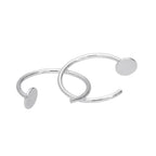Sterling Silver Round Disc Pull Through Open Hoop Earrings