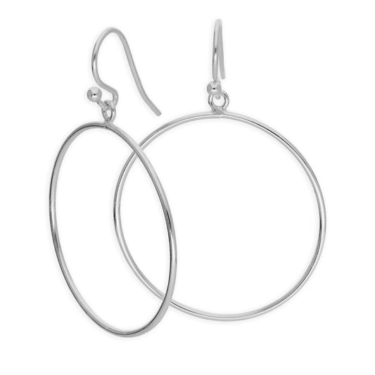 Sterling Silver Large Circle Drop Dangle Earrings