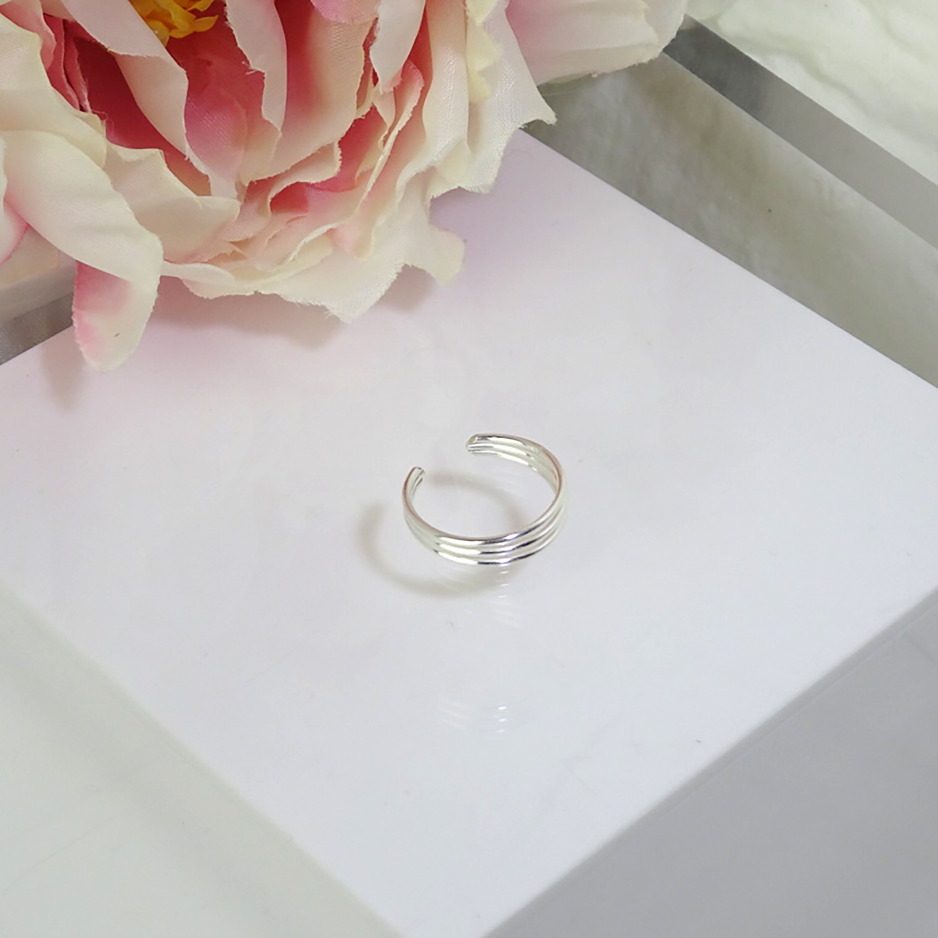 Sterling Silver Triple Wire Open Adjustable Ring