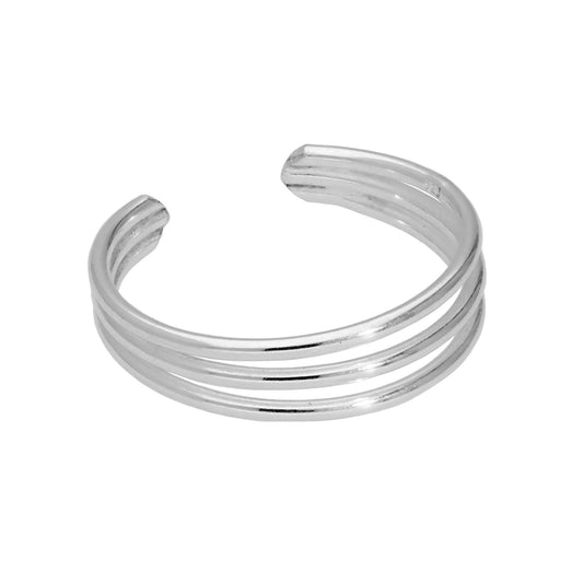 Sterling Silver Triple Wire Open Adjustable Ring - jewellerybox