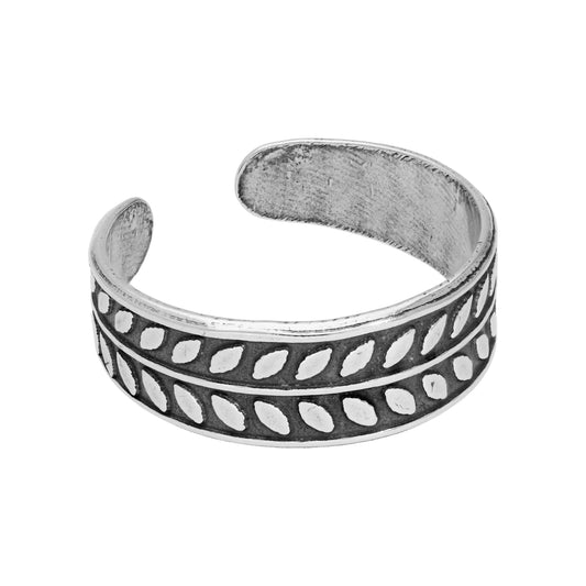 Sterling Silver Leaves Oxidised Adjustable Toe Ring