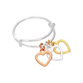 Sterling Silver & Gold Plated Triple Heart Drop Adjustable Ring