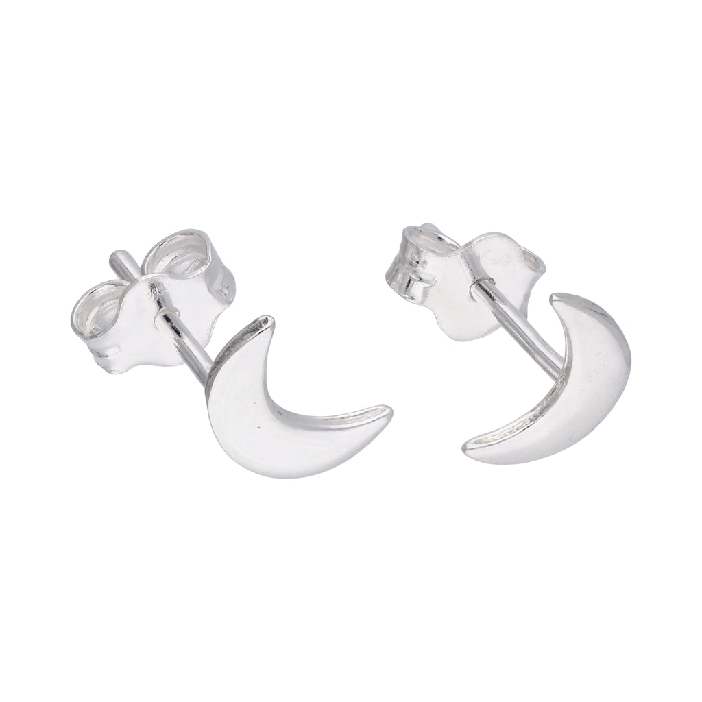 Small Sterling Silver Crescent Moon Stud Earrings