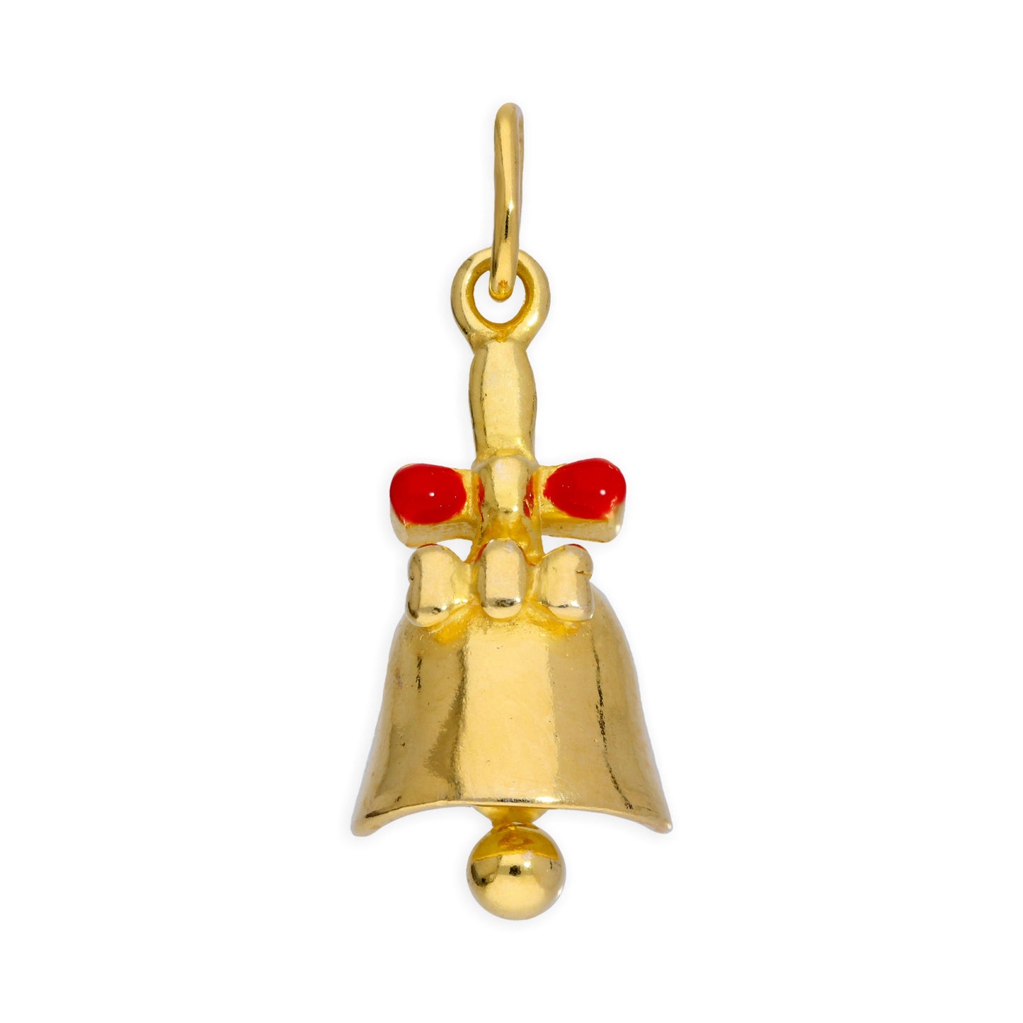 Gold Plated Sterling Silver Jingle Bell Bow Charm