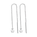 Small Sterling Silver Flat Star Pull Through Earrings