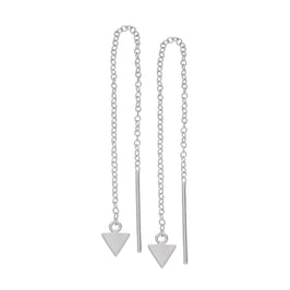 Small Sterling Silver Flat Triangle Pull Through Earrings
